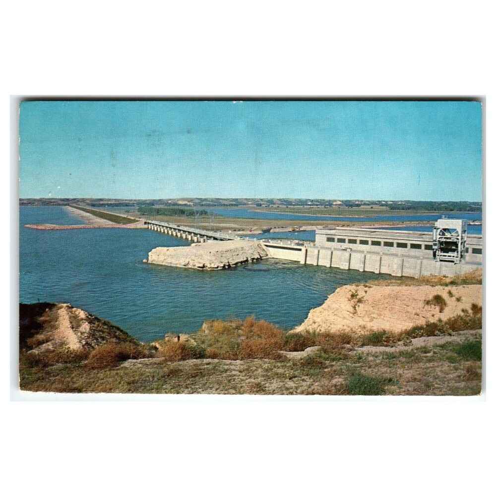 1960 Gavin's Point Dam Missouri River Postcard Nebraska South Dakota Posted